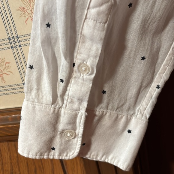 Banana Republic Quinn Boy Fit Button Down Shirt White With Stars Long Sleeve XXL - Picture 8 of 11